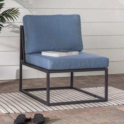 GDFStudio Peays Outdoor Steel Accent Chair with 4" Olefin Cushion