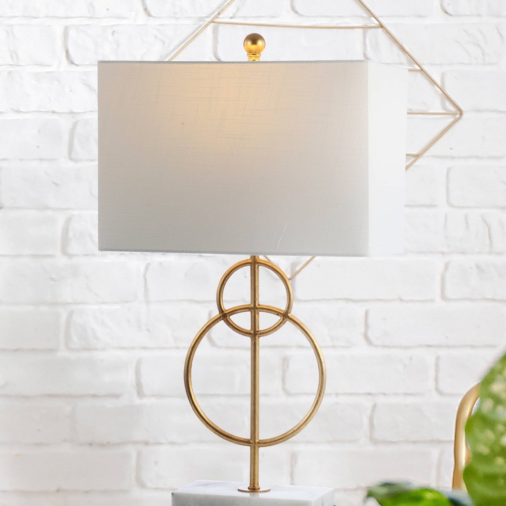 Photos - Floodlight / Street Light 26" Marble/Metal Circle Table Lamp  Gold - Jonath(Includes LED Light Bulb)