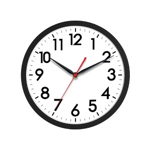 Aoibox 10 Inch Silent Non-Ticking Wall Clock, Analog Modern Design for Office, Home, Bathroom, Kitchen, Bedroom, School, Living Room (Black) - 1 of 4