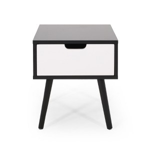 FONTOI End Table Mid Century Modern Wood Finish End Table with Drawer and Splayed Legs for Living Room and Bedroom, White, 13.78"*23.62"*23.62" - 1 of 4