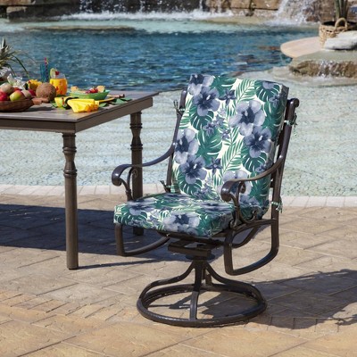Salome Tropical Blue and Green High Back Outdoor Dining Chair Cushion