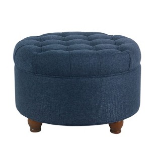 Large Tufted Round Storage Ottoman - HomePop - 1 of 4