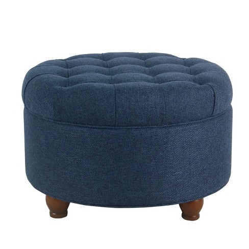 Large Tufted Round Storage Ottoman - HomePop - image 1 of 4