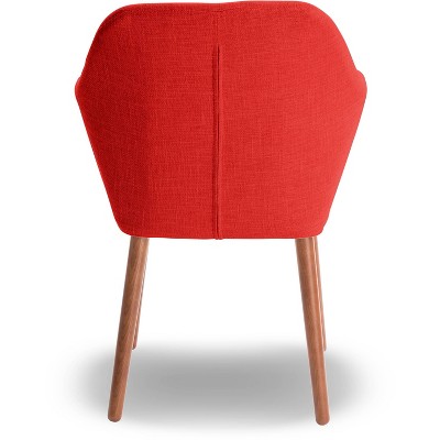 Chic French Red Mid-Century Accent Chair with Tapered Legs