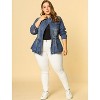 Agnes Orinda Women's Plus Size Outerwear Zip Closure Drawstring Denim Jacket - 3 of 4
