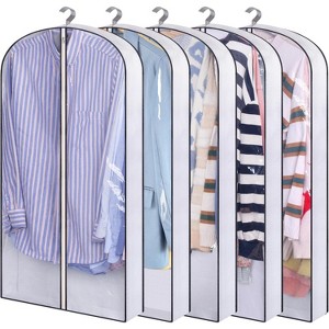 5 Pack 40‘’/50‘’/60" Long Hanging Garment Bags, Gusseted Clear Covers for Gowns, Coats & Suits - 1 of 4