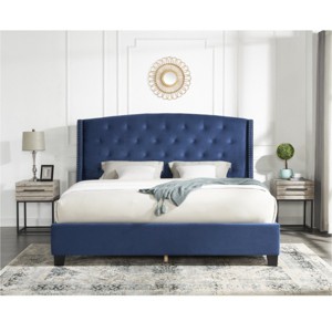 3-Piece Upholstered Bedroom Set, Tufted Wingback Bed with 2 Nightstands, Nightstands with Drawers, Upholstered Bed Modern-Cuddlewood - 1 of 4