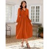 A-Line Dress for Women Fall 2025 Flounce V Neck Pleated Dress Lantern Sleeve Formal Dresses Church Dress - 2 of 4