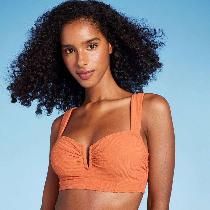 Women's Bandeau Jacquard Bikini Top - Shade & Shore™ Orange, 4 of 11