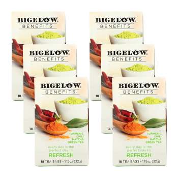 Bigelow Turmeric Chili Matcha Green Tea - Case of 6 boxes/18 bags