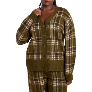 ELOQUII Printed Longline Cardigan - 1 of 4