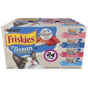 Purina Friskies Meaty Bits & Paté Ocean Favorites Fish Flavor Wet Cat Food - 5.5oz/24ct Variety Pack - 1 of 4