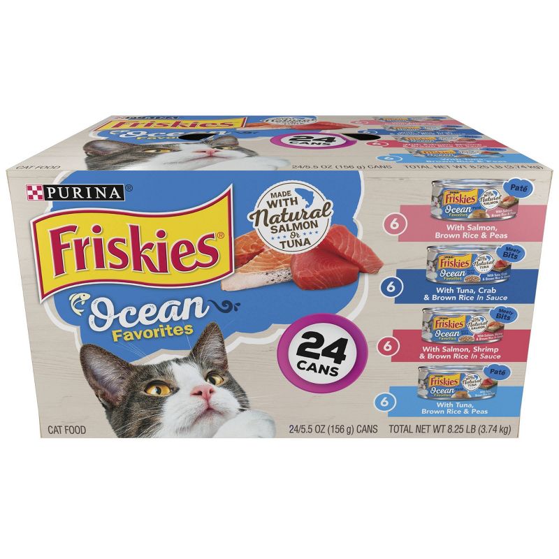 Purina Friskies Meaty Bits &#38; Pat&#233; Ocean Favorites Fish Flavor Wet Cat Food - 5.5oz/24ct Variety Pack, 1 of 7