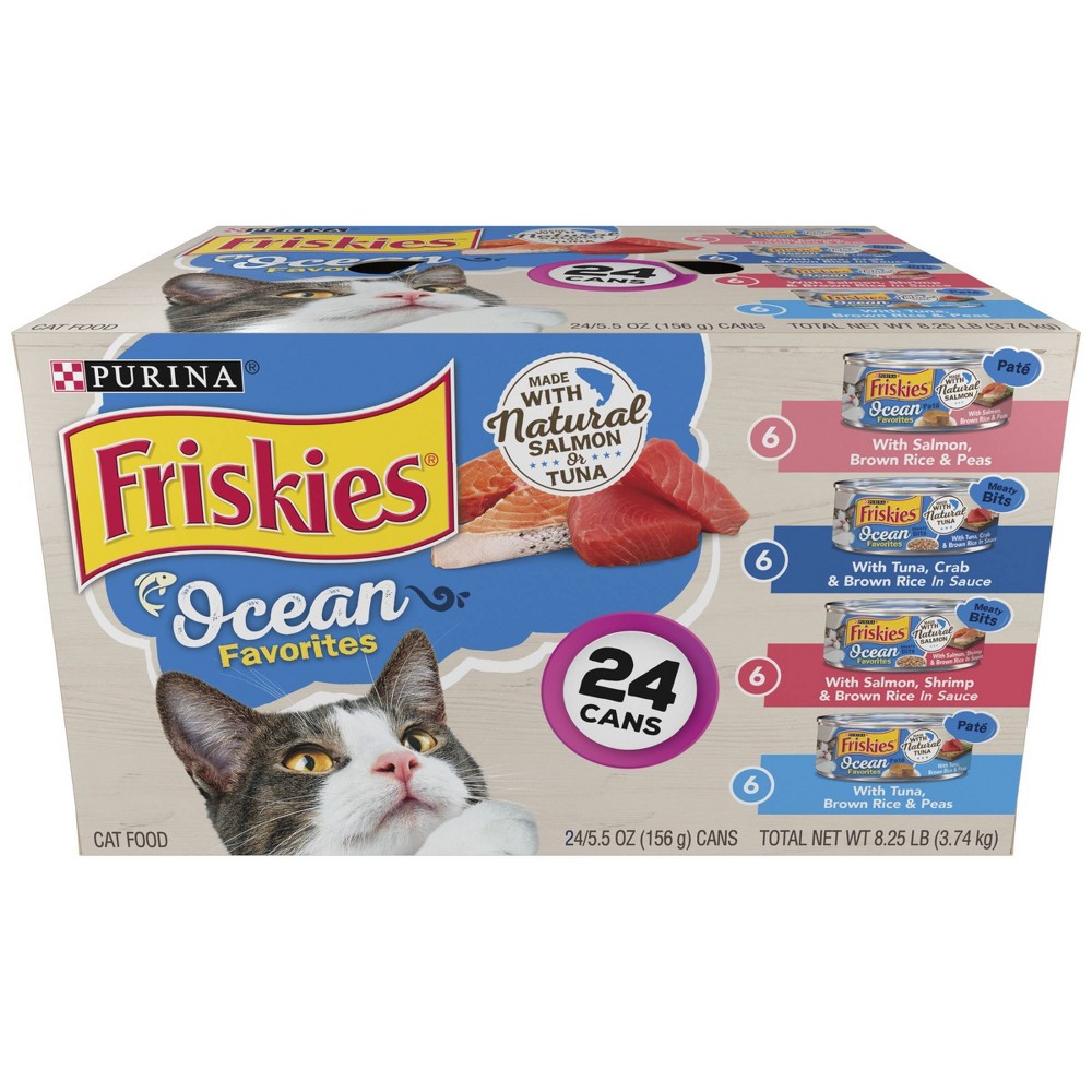 Photos - Cat Food Friskies Purina  Meaty Bits & Paté Ocean Favorites Fish Flavor Wet  