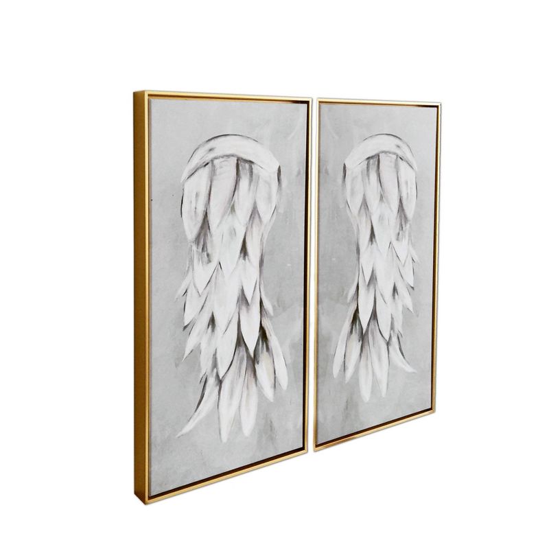 29&#34; x 29&#34; Angel Wings Diptych Floating Framed Wall Canvas Gray - Gallery 57, 5 of 7