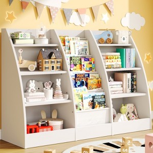 4 Tier Kids Bookshelf, Kids Book Shelf for Kids Rooms, Wood Children Bookcase,Baby Storage Book Rack,Toddler Bookshelf - 1 of 4