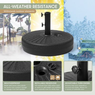 Black Adjustable Round Plastic Umbrella Base Stand