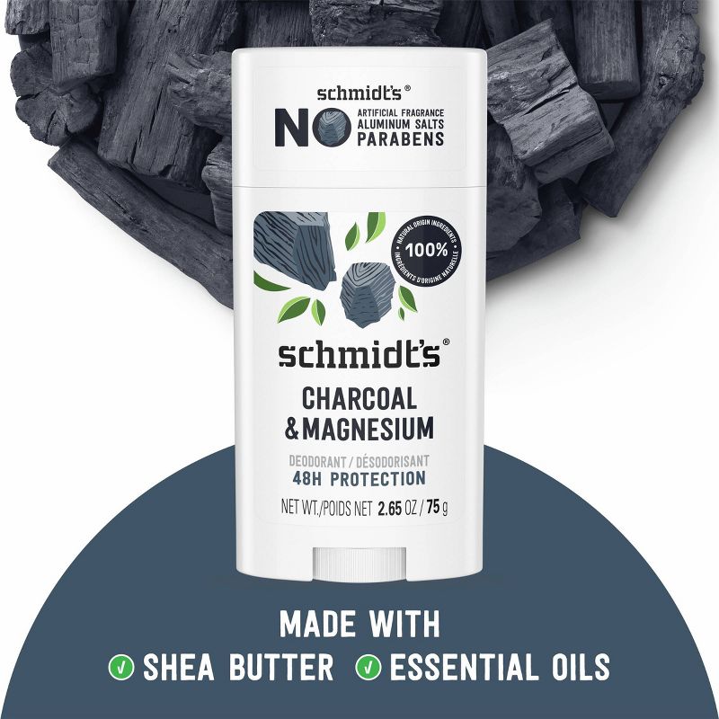 Schmidt&#39;s Charcoal + Magnesium Aluminum-Free Natural Deodorant Stick - 2.65oz, 5 of 17