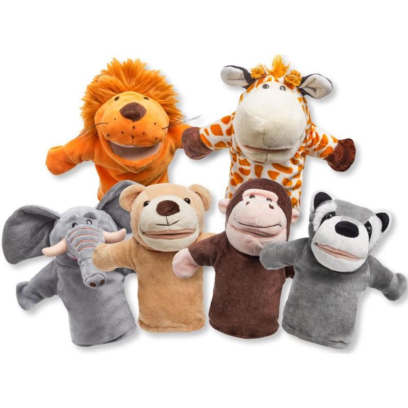 Syncfun 6Pcs Kids Hand Puppets Set with Working Mouth, Toddler Animal Plush Toy for Show Theater, Birthday Gifts, Easter Basket Stuffers, 2 of 9
