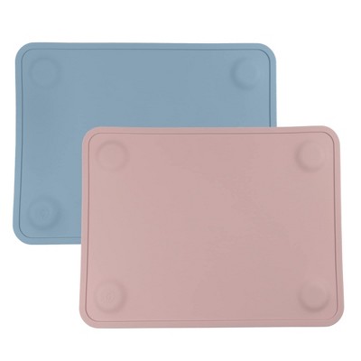 WeeSprout Silicone Suction Placemats for Babies, Toddlers & Kids, Durable Food Grade Silicone with Non-Slip Suction, Raised Edges Contain Mess, 2 Pack