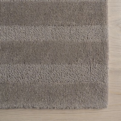 Vestry Bark Gray Wool Striped Rectangular Area Rug, 5' x 8'