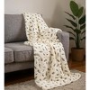 HomeRoots 50" X 60" Ivory And Silver Feathers Faux Fur Plush Throw Blanket - 2 of 4