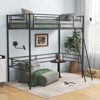 Tangkula Twin Size Loft Bed Metal Loft Bed Frame with Inclined Ladder & Safety Guardrail Space-saving Platform Bed with Ample Space Underneath - 3 of 4