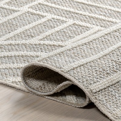 Gray Geometric Washable Synthetic Rectangular Area Rug