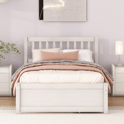 Whisen Modern Design Wooden Twin Size Platform Bed Frame with 2 Drawers/ Trundle