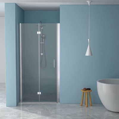 NicBex Shower Door 30"W x 72"H Fold Frameless Shower Door with 1/4" (6mm) Tempered Glass for Small Spaces