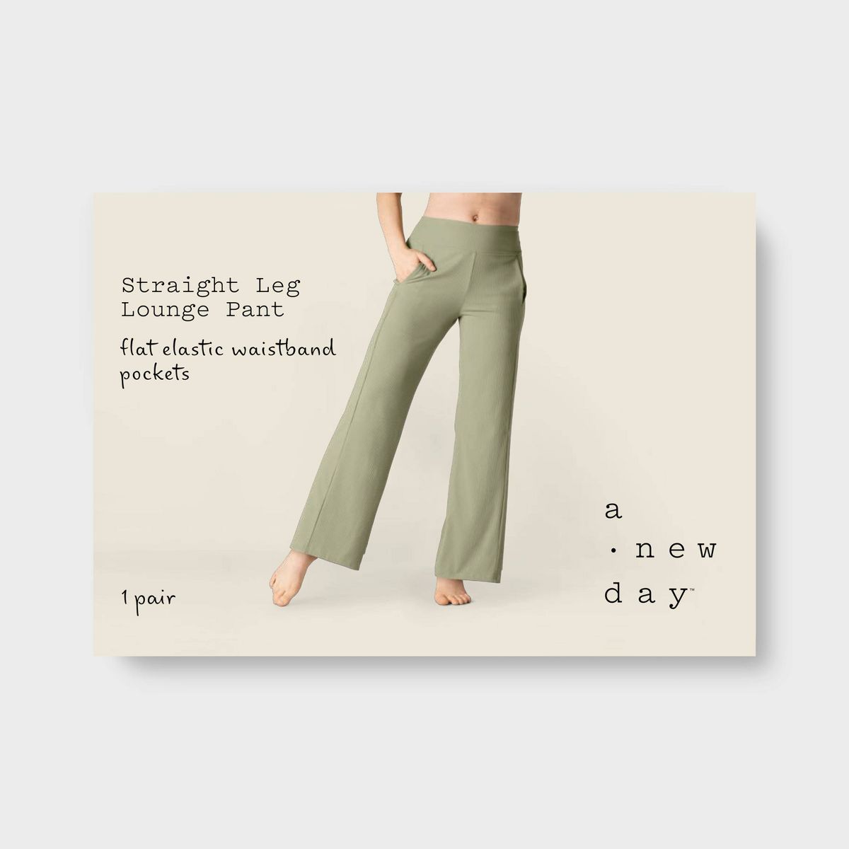 Women's Wide Leg Flat Elastic Lounge Pant with Forward Seams and Side Slit Pockets - A New Day™ - thumbnail 8