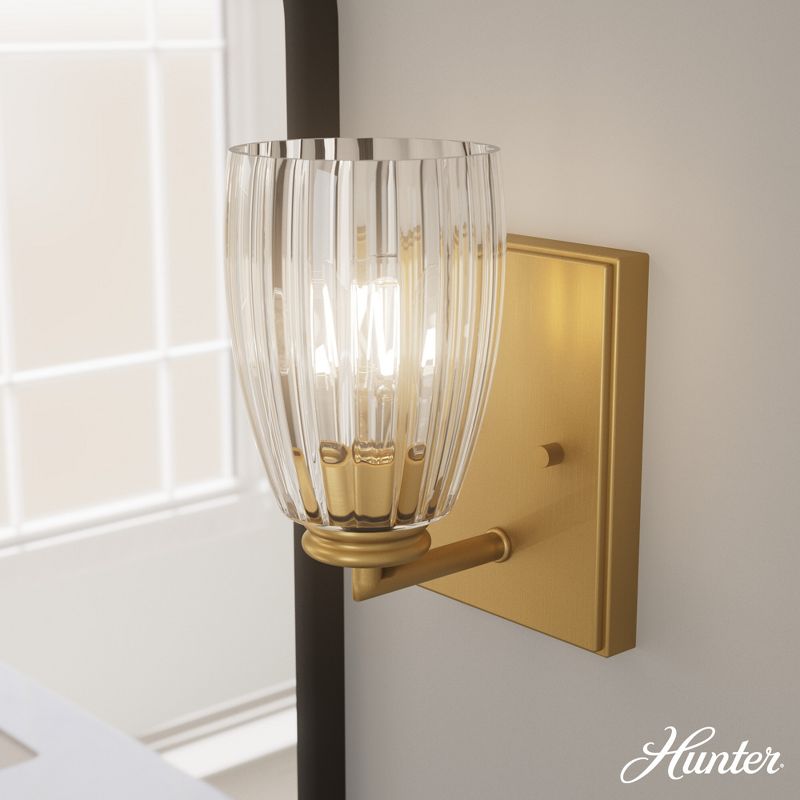 Rossmoor Clear Glass Sconce Wall Light Fixture Luxe Gold - Hunter Fan, 3 of 9