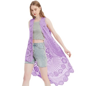 Anna-Kaci Women's Bohemian Crochet Lace Vest - 1 of 4