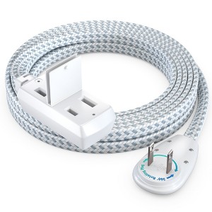 Maximm Cable 360 Degree Rotating Flat Plug Extension Cord 16 AWG 3-Outlet, 2 Prong with Safety Cover - UL Certified - 1 of 4