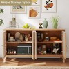 Buffet Cabinet with Storage, Distressed Storage Cabinet with 4 Carved Doors and Adjustable Shelf, Wooden Accent Sideboard Buffet Cabinets - 2 of 4