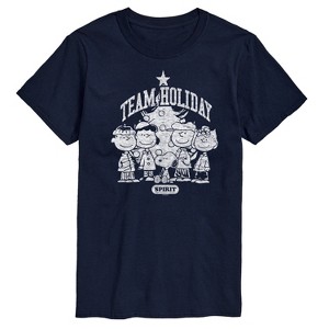 Men's - Peanuts - Snoopy Charlie Linus Sally and Lucy Team Holiday Spirit Short Sleeve Graphic T-Shirt - 1 of 4