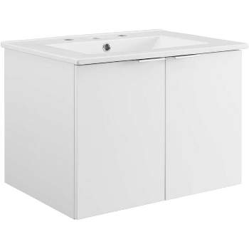 Modway Maybelle Bathroom, 24" Wall-Mount Vanity, White White