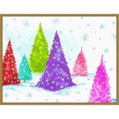 24" x 18" Magic Christmas Trees II by PI Studio Framed Canvas Wall Art - Amanti Art