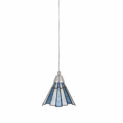 Toltec Lighting Any 1 - Light Pendant in  Brushed Nickel with 7" Sea Ice Art Glass Shade