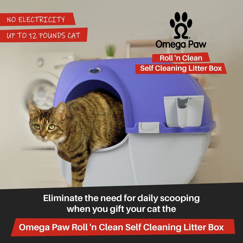 Omega Paw Roll 'n Clean Plastic Indoor Outdoor Automatic Self Cleaning Litter Box, 2 of 7