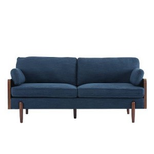 Christopher Knight Home Ella Modern Upholstered 71.75" Wood Frame 3 Seater Sofa with Accent Pillows Blue - 1 of 4