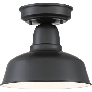 John Timberland Urban Barn Rustic Farmhouse Semi Flush Mount Outdoor Ceiling Light Black Metal 10 1/4" for Post Exterior Barn Deck House Porch Yard - 1 of 4