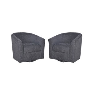 Set of 2 Liria Wooden Upholstered Barrel Chair for Livingroom with Metal Swivel Base| ART OF LIVING DESIGNS - 1 of 4