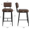 Nasitip 2PACK Bar Stools Set, 26" Faux Leather Counter Height Bar Stool with Back, Metal Legs, Barstool Chairs Set - 3 of 4
