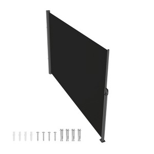 VEVOR Retractable Side Awning, 71''x 118'' Aluminum Outdoor Privacy Screen, 280g Polyester Water-proof Retractable Patio Screen, Black - 1 of 4
