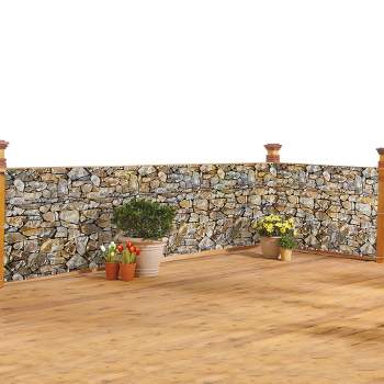 Collections Etc Realistic Faux Stone Privacy Fence Cover Brown