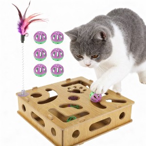 Unique Bargains Cat Toys for Indoor Cats Wood Color 1 Set - 1 of 4