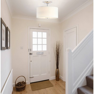 Elegant 18" Chrome Drum Semi-Flush Mount with LED Lighting