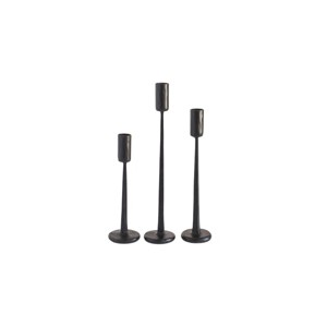 Slickblue Iron Candle Stand Set of 3, Hand-Forged Weighted Taper Holders, Modern Brass or Black Finish - 1 of 3