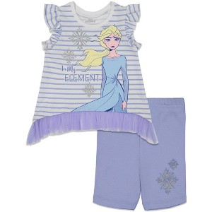 Disney Frozen Princess Anna Elsa Baby Girls T-Shirt and Shorts Outfit Set - Little Kid - 1 of 4